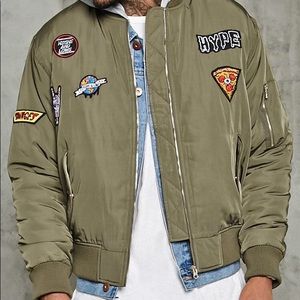 Forever 21 Mens Hype Patch Bomber Jacket
